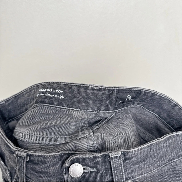 Anthropologie Womens 27 AG The Alexxis Cropped Straight Jeans Grey Wash Raw Hem - Picture 9 of 16